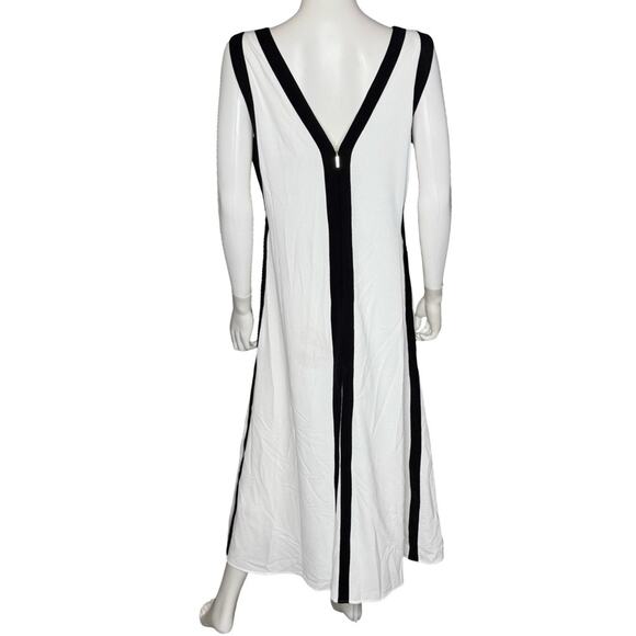 KARL LAGERFELD PARIS Women's V-Neck Sleeveless Dress White Black Sz 10 - Picture 3 of 6